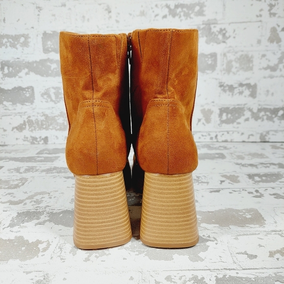 New BP Keyla Platform Brown Faux Suede Chunky Bootie X63 - Picture 8 of 13